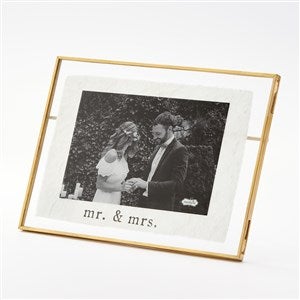 Printed Mr. & Mrs. Wedding Antique Brass 4x6 Picture Frame - 44166