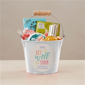 Get Well Soon Personalized Mini Metal Bucket-White - 44230