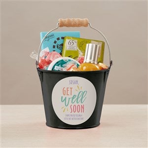 Get Well Soon Personalized Mini Metal Bucket-Black - 44230-B