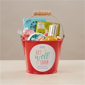 Get Well Soon Personalized Mini Metal Bucket-Red - 44230-R