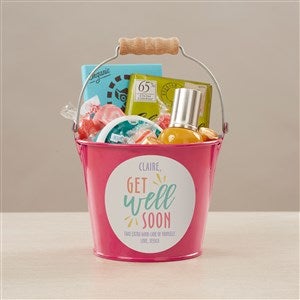 Get Well Soon Personalized Mini Metal Bucket-Pink - 44230-P