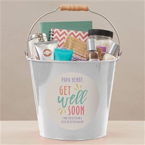 Get Well Soon Personalized Large Metal Bucket-White - 44230-WL