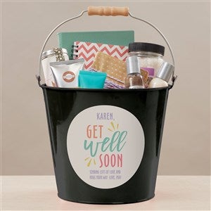 Get Well Soon Personalized Large Metal Bucket-Black - 44230-BL