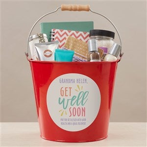 Get Well Soon Personalized Large Metal Bucket-Red - 44230-RL