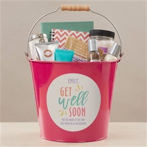 Get Well Soon Personalized Large Metal Bucket-Pink - 44230-PL