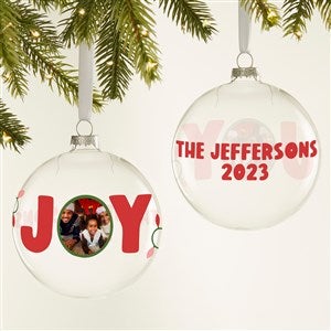 Joy Personalized Photo Glass Bulb Ornament - 44421