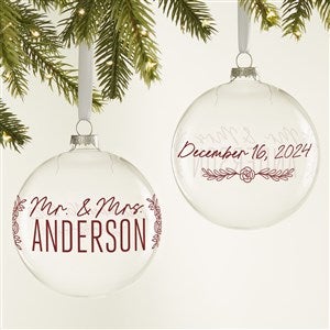 Floral Wedding Personalized Glass Bulb Ornament - 44422