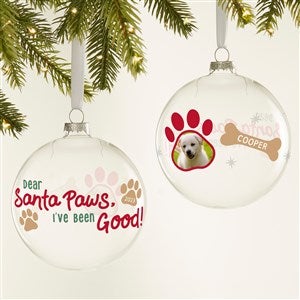 Santa Paws Personalized Glass Bulb Ornament - 1 Photo - 44424-1