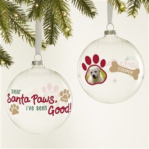 Santa Paws Personalized Glass Bulb Ornament - 1 Photo - 44424-1