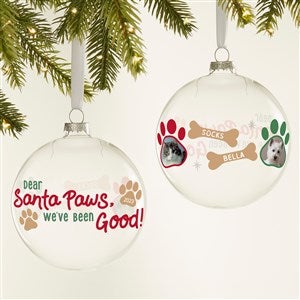 Santa Paws Personalized Glass Bulb Ornament - 2 Photo - 44424-2