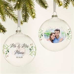 Laurels Of Love Personalized Wedding Glass Bulb Ornament - 44443