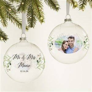 Laurels Of Love Personalized Wedding Glass Bulb Ornament - 44443