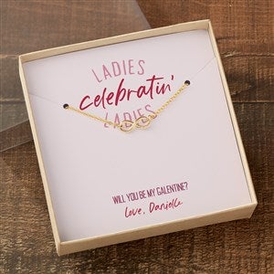 Galentines Day Gold Infinity Necklace With Personalized Message Card - 44449-GI