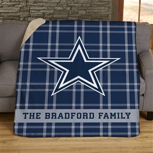 NFL Plaid Pattern Dallas Cowboys Personalized 60x80 Sherpa Blanket - 44499-SL
