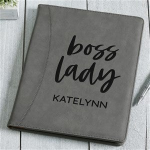 Boss Lady Personalized Full Pad Portfolio-Charcoal - 44505-C