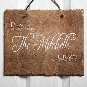 Peaceful Welcome Personalized Slate Plaque - 4451