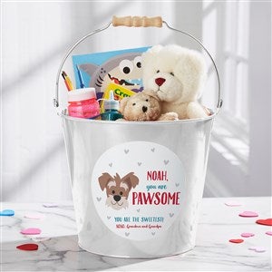 Dog Gone Cute Personalized Large Treat Bucket- White - 44550-WL