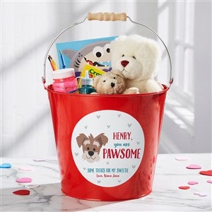 Dog Gone Cute Personalized Large Treat Bucket- Red - 44550-RL