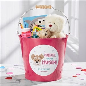 Dog Gone Cute Personalized Large Treat Bucket- Pink - 44550-PL
