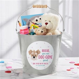 Dog Gone Cute Large Personalized Treat Bucket - Silver - 44550-SL