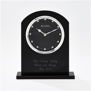 Engraved Bulova Ebony Crystal Milestone Clock - 44576