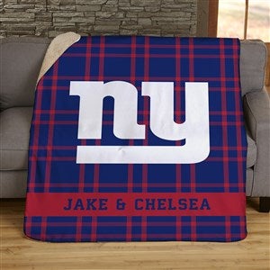 NFL Plaid Pattern New York Giants Personalized 60x80 Sherpa Blanket - 44595-SL