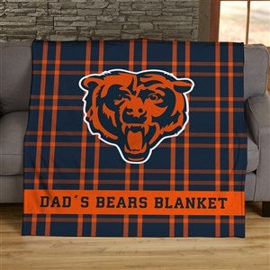 NFL Plaid Pattern Chicago Bears Personalized 50x60 Lightweight Fleece Blanket - 44598-LF