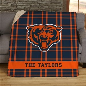 NFL Plaid Pattern Chicago Bears Personalized 60x80 Sherpa Blanket - 44598-SL