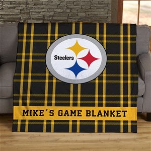 NFL Plaid Pattern Pittsburgh Steelers Personalized 50x60 Plush Fleece Blanket - 44604-F