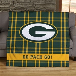 NFL Plaid Pattern Green Bay Packers Personalized 50x60 Plush Fleece Blanket - 44609-F
