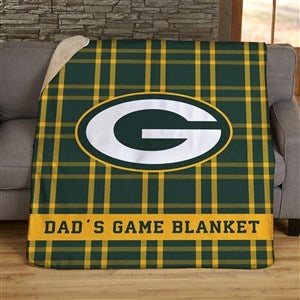 NFL Plaid Pattern Green Bay Packers Personalized 50x60 Sherpa Blanket - 44609-S