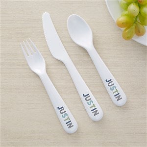 Boys Colorful Name Personalized Kids 3pc Utensil Set - 44613-U