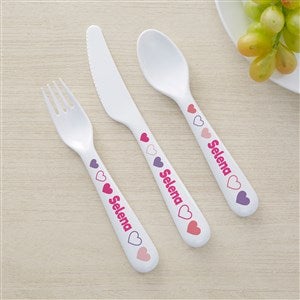 Hearts Personalized Kids 3pc Utensil Set - 44623-U