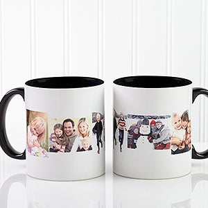 Personalized Photo Collage Coffee Mugs - 5 Pictures - Black Handle - 4463-B
