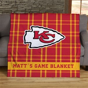 NFL Plaid Pattern Kansas City Chiefs Personalized 60x80 Plush Fleece Blanket - 44657-FL