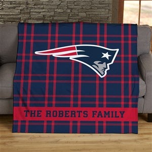 NFL Plaid Pattern New England Patriots Personalized 50x60 Plush Fleece Blanket - 44659-F