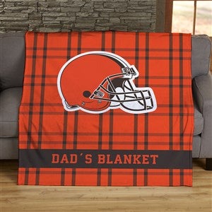 NFL Plaid Pattern Cleveland Browns Personalized 50x60 Plush Fleece Blanket - 44660-F