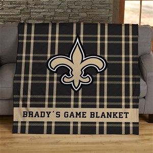 NFL Plaid Pattern New Orleans Saints Personalized 50x60 Plush Fleece Blanket - 44661-F