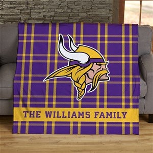 NFL Plaid Pattern Minnesota Vikings Personalized 60x80 Plush Fleece Blanket - 44663-FL