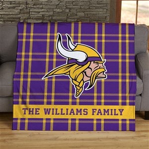 NFL Plaid Pattern Minnesota Vikings 50x60 Lightweight Fleece Blanket - 44663-LF