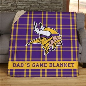 NFL Plaid Pattern Minnesota Vikings Personalized 60x80 Sherpa Blanket - 44663-SL