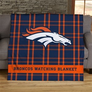 NFL Plaid Pattern Denver Broncos Personalized 60x80 Plush Fleece Blanket - 44665-FL