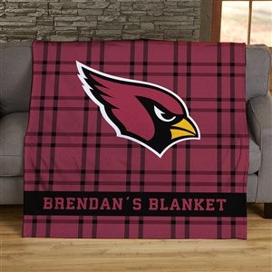 NFL Plaid Pattern Arizona Cardinals Personalized 60x80 Plush Fleece Blanket - 44666-FL