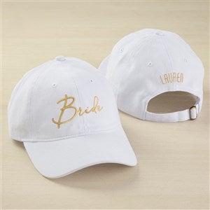 Modern Bridal Party Embroidered White Baseball Cap - 44668-W
