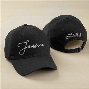 Modern Bridal Party Embroidered Black Baseball Cap - 44668-B