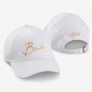 Modern Bridal Party Embroidered White Baseball Cap - 44668-W