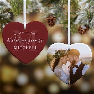 Simply Us Personalized Wedding Heart Ornament- 3.25" Glossy - 2 Sided - 44685-2