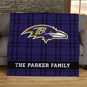 NFL Plaid Pattern Baltimore Ravens Personalized 50x60 Lightweight Fleece Blanket - 44689-LF