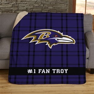 NFL Plaid Pattern Baltimore Ravens Personalized 50x60 Sherpa Blanket - 44689-S