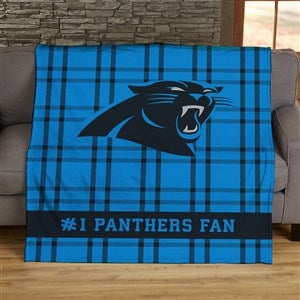 NFL Plaid Pattern Carolina Panthers Personalized 60x80 Plush Fleece Blanket - 44690-FL